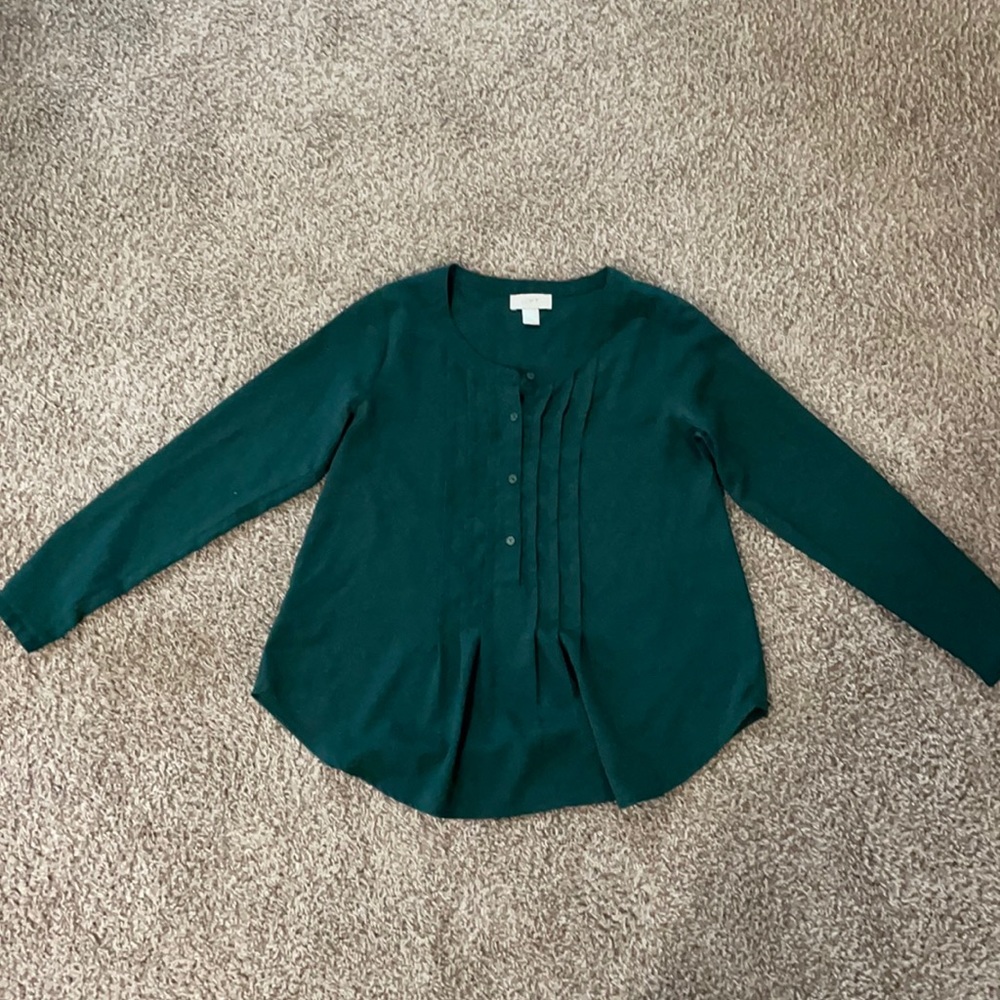 Dark green long sleeve, 3/4 button down blouse. Size XSP
